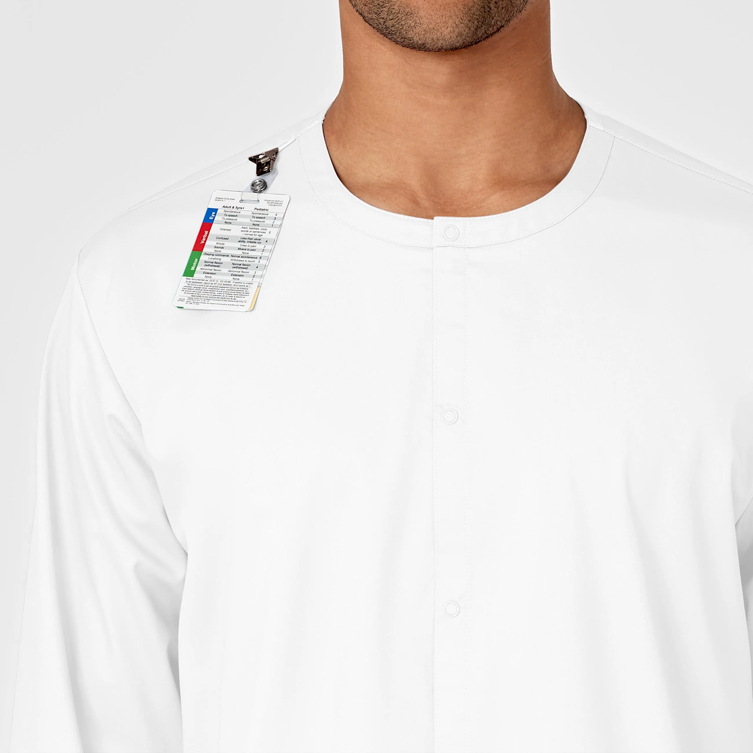 WonderWORK Unisex Snap Front Scrub Jacket - White
