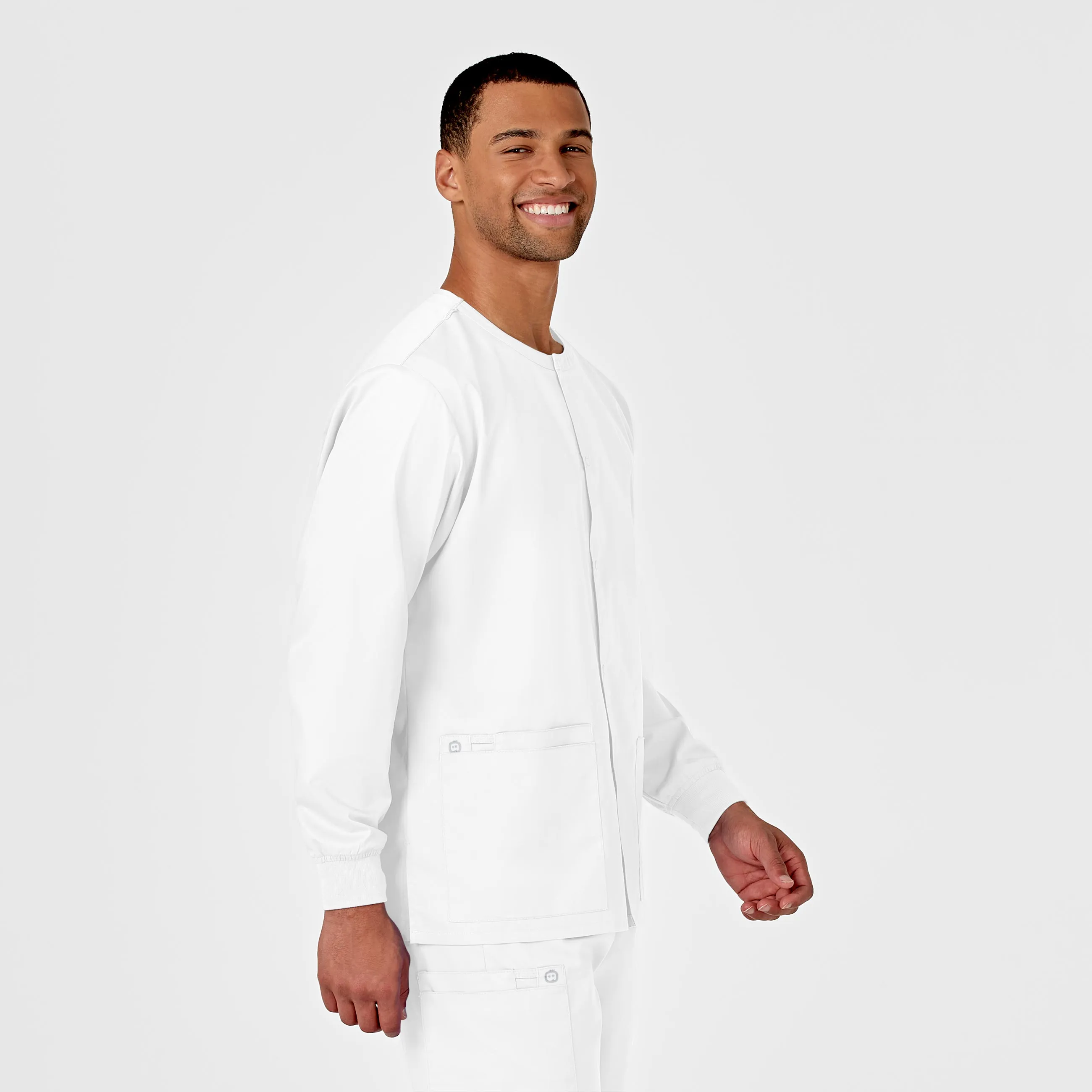 WonderWORK Unisex Snap Front Scrub Jacket - White