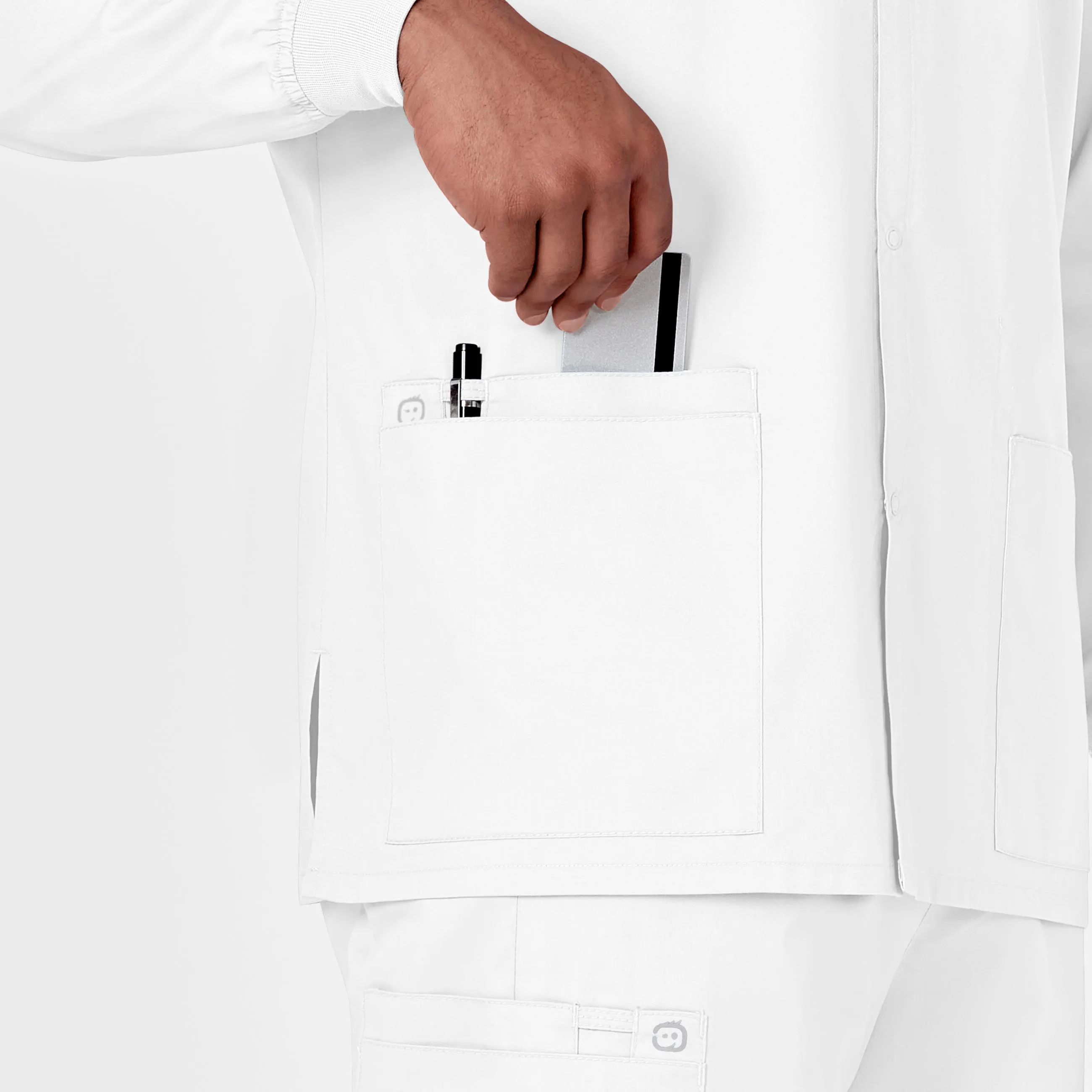 WonderWORK Unisex Snap Front Scrub Jacket - White