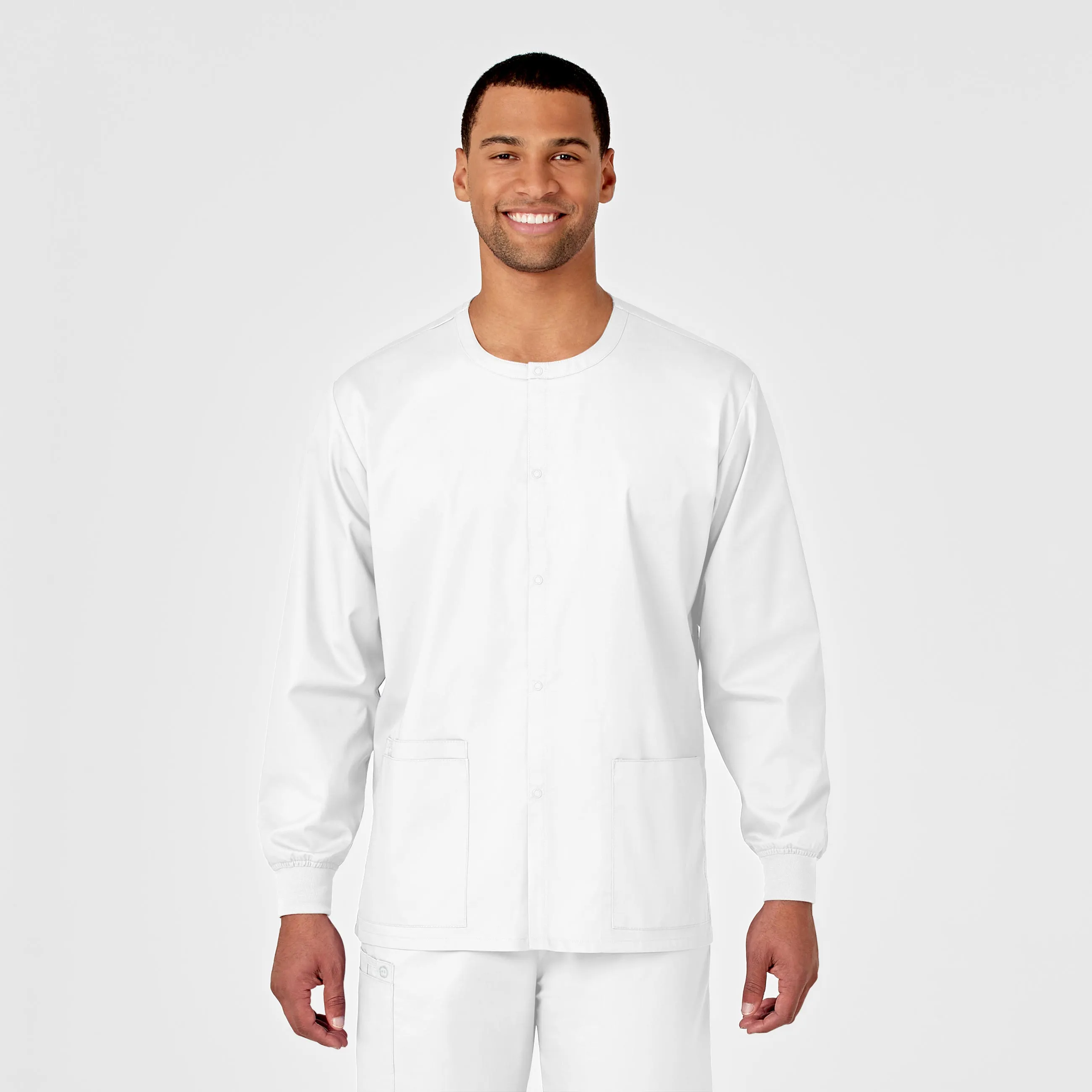WonderWORK Unisex Snap Front Scrub Jacket - White