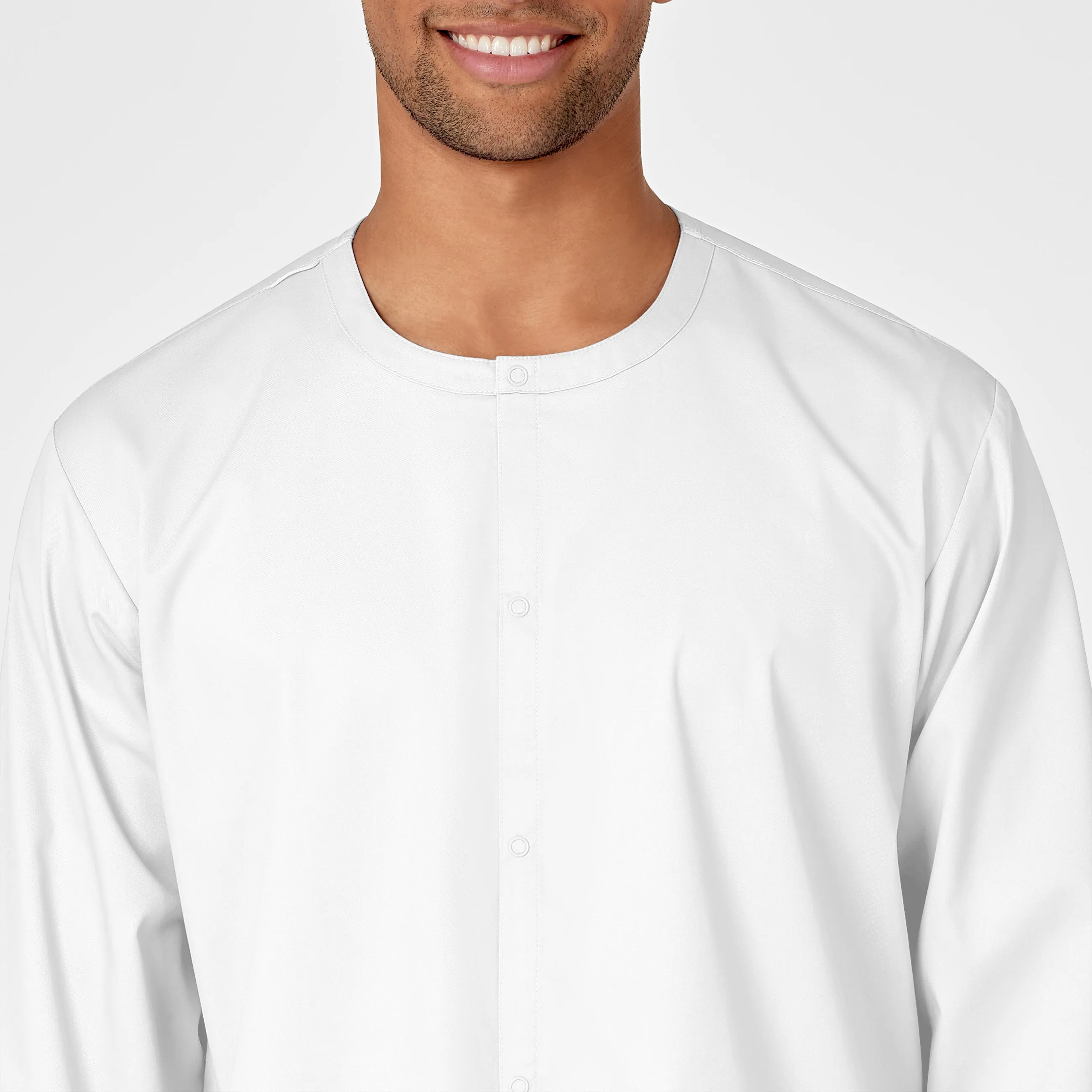 WonderWORK Unisex Snap Front Scrub Jacket - White
