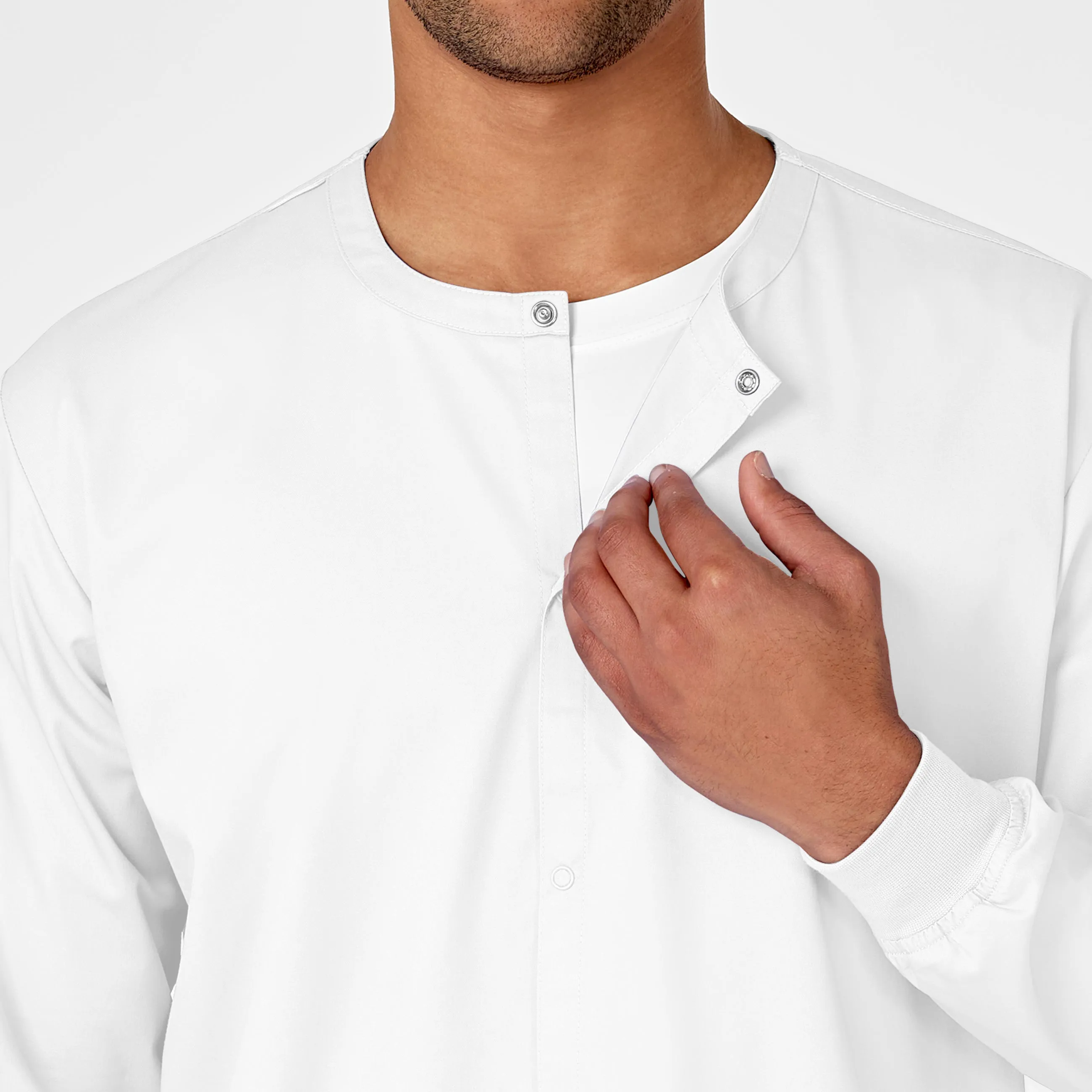 WonderWORK Unisex Snap Front Scrub Jacket - White