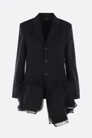 wool and mesh jacket with destructured hem