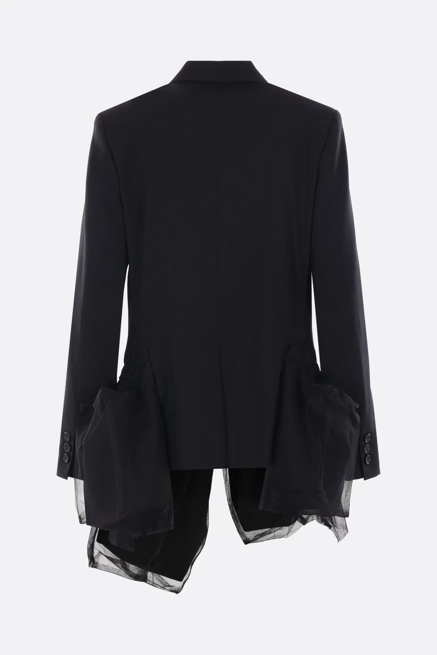 wool and mesh jacket with destructured hem