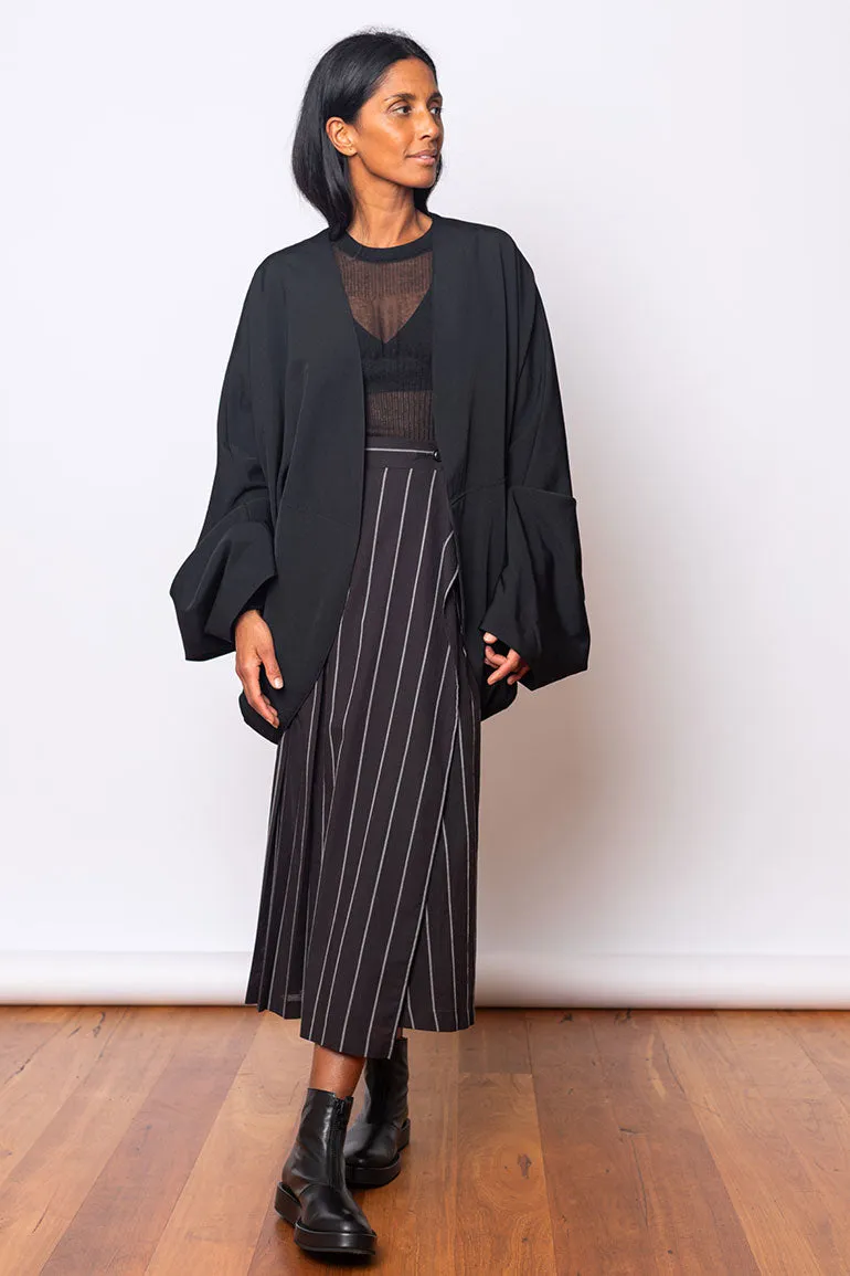 Wool Gabardine Dolman Jacket - Black