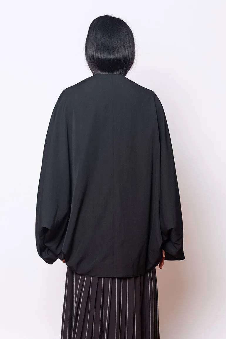 Wool Gabardine Dolman Jacket - Black