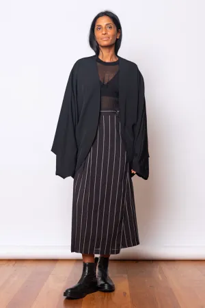 Wool Gabardine Dolman Jacket - Black