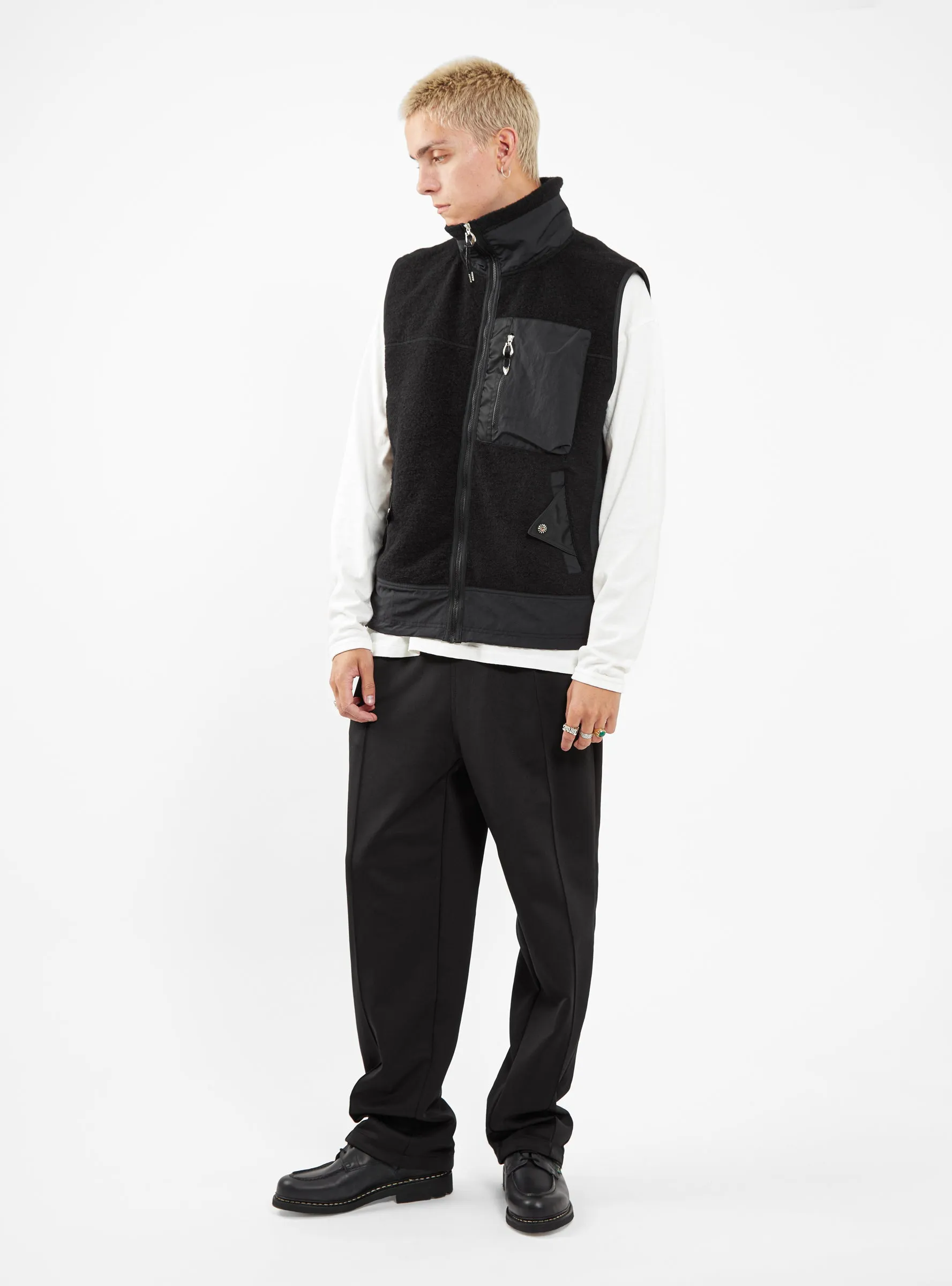 Wool Jersey Vest Jacket Black