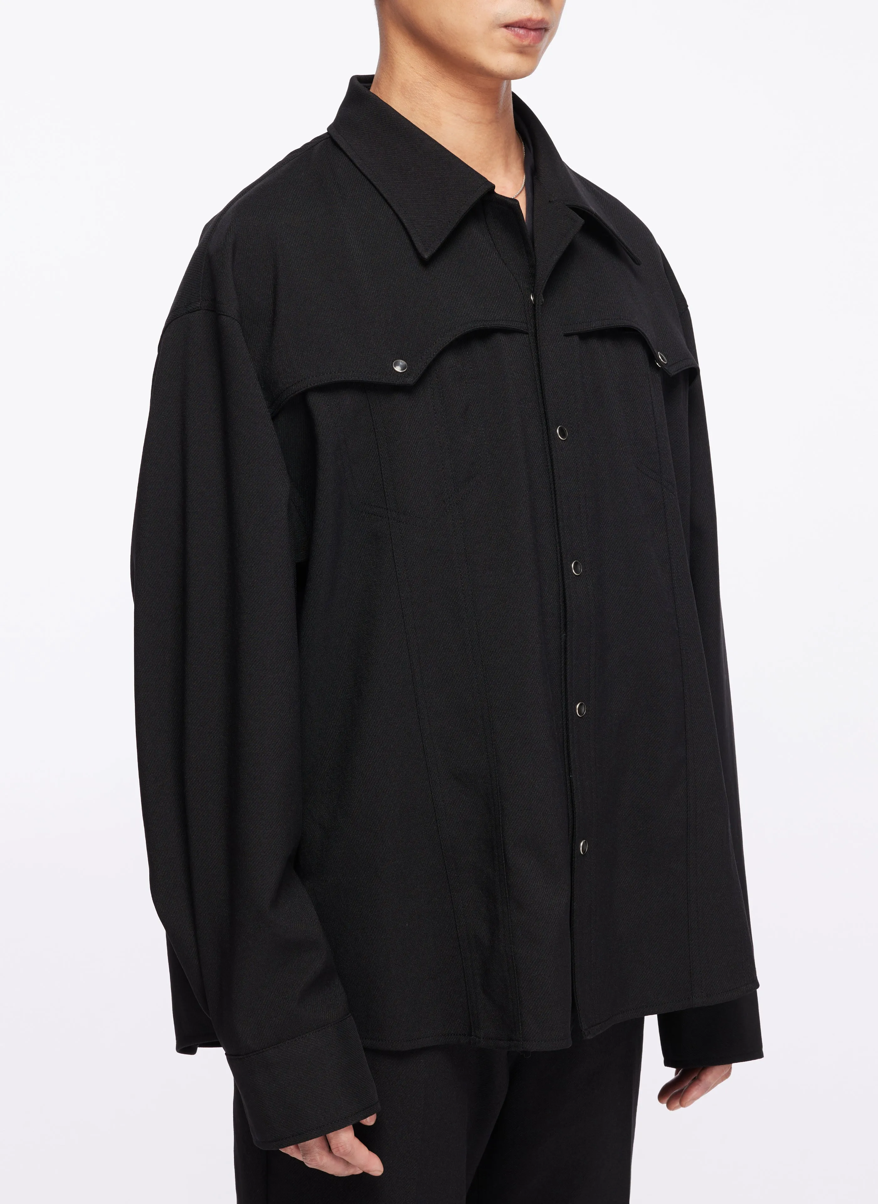 Wool Like Polyester Western Shirt Jacket