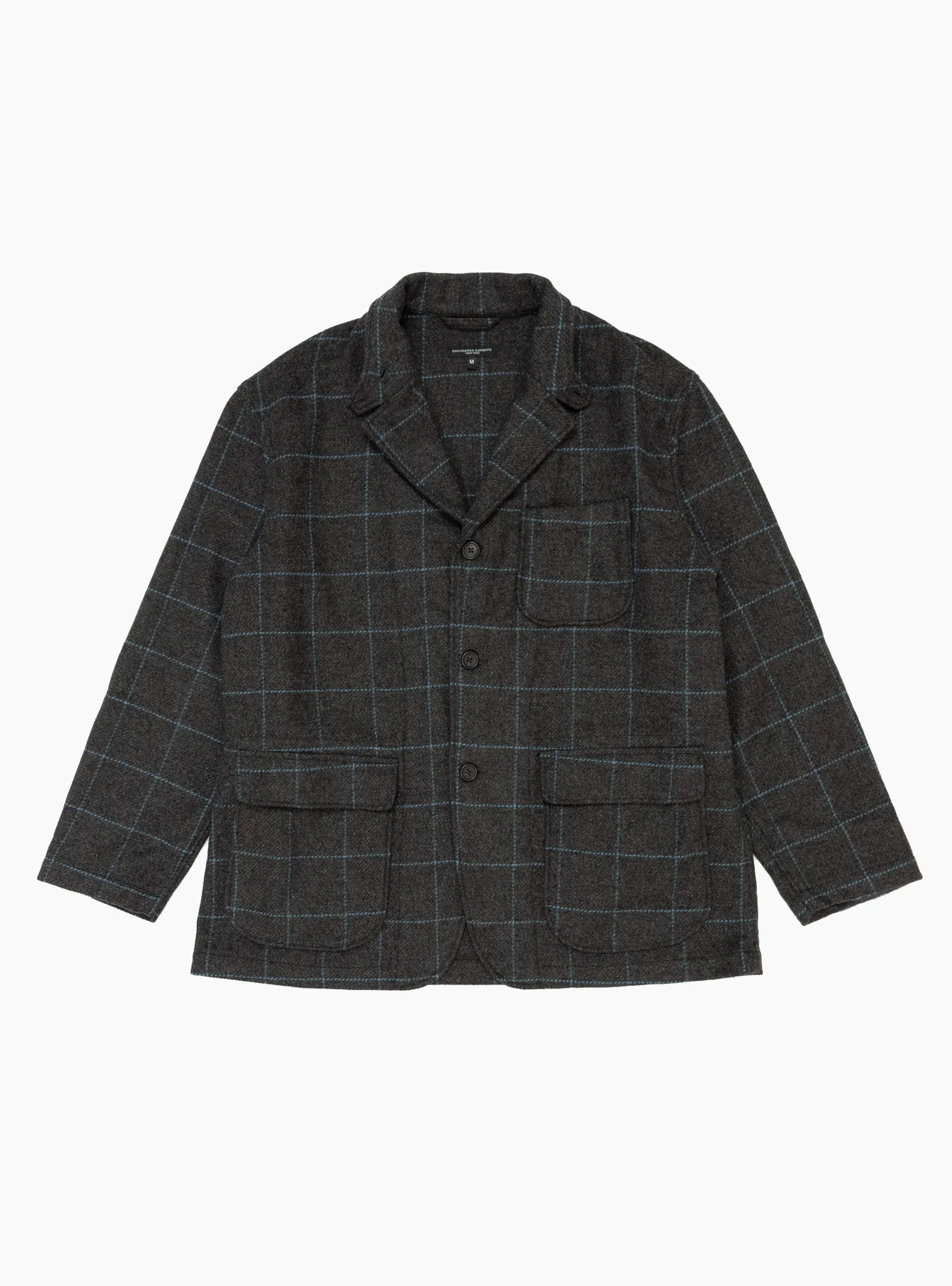 Wool Windowpane Loiter Jacket Charcoal