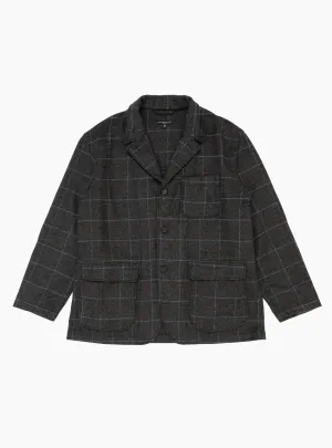 Wool Windowpane Loiter Jacket Charcoal