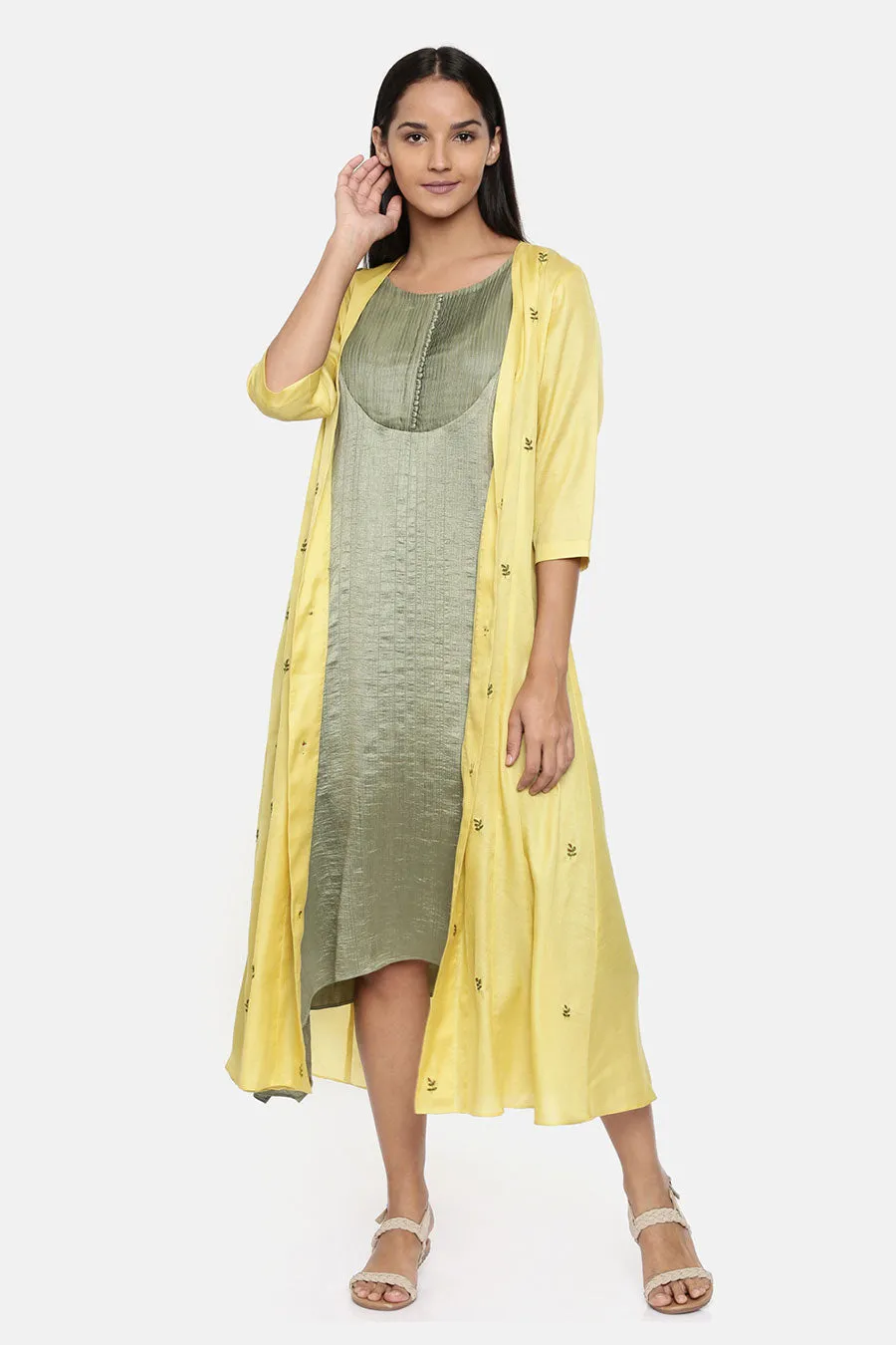 Yellow Long Embroidered Jacket