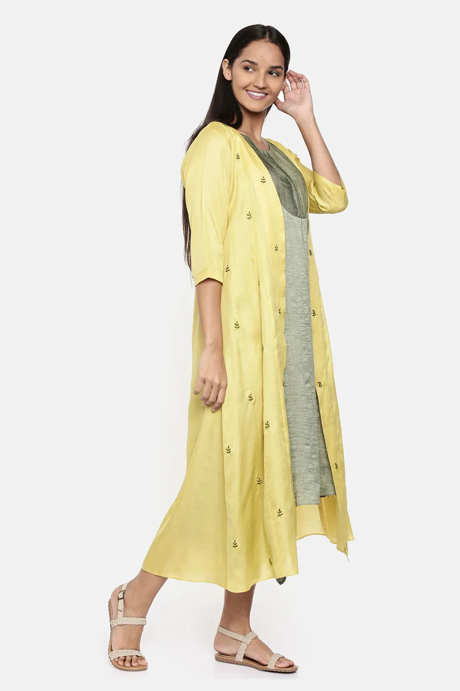 Yellow Long Embroidered Jacket