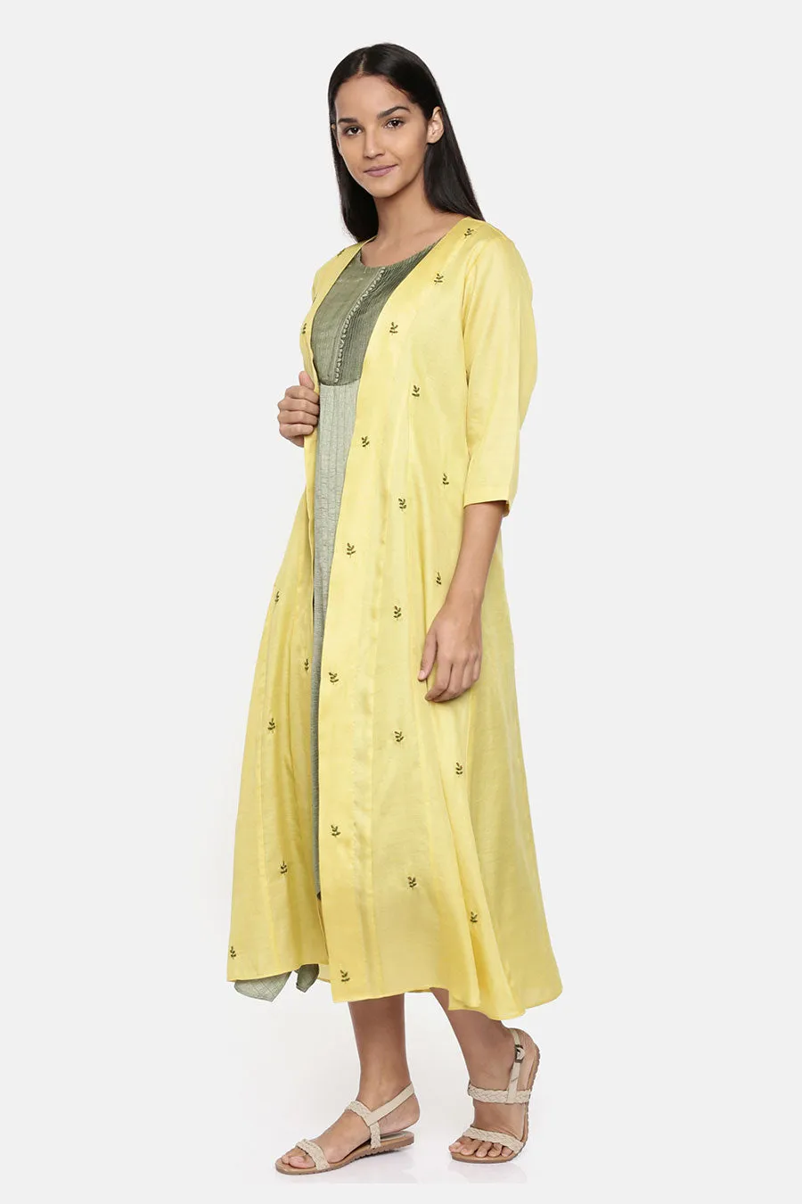 Yellow Long Embroidered Jacket
