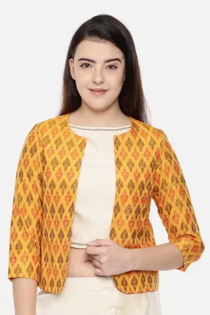 Yellow Silk Short Ikat Jacket