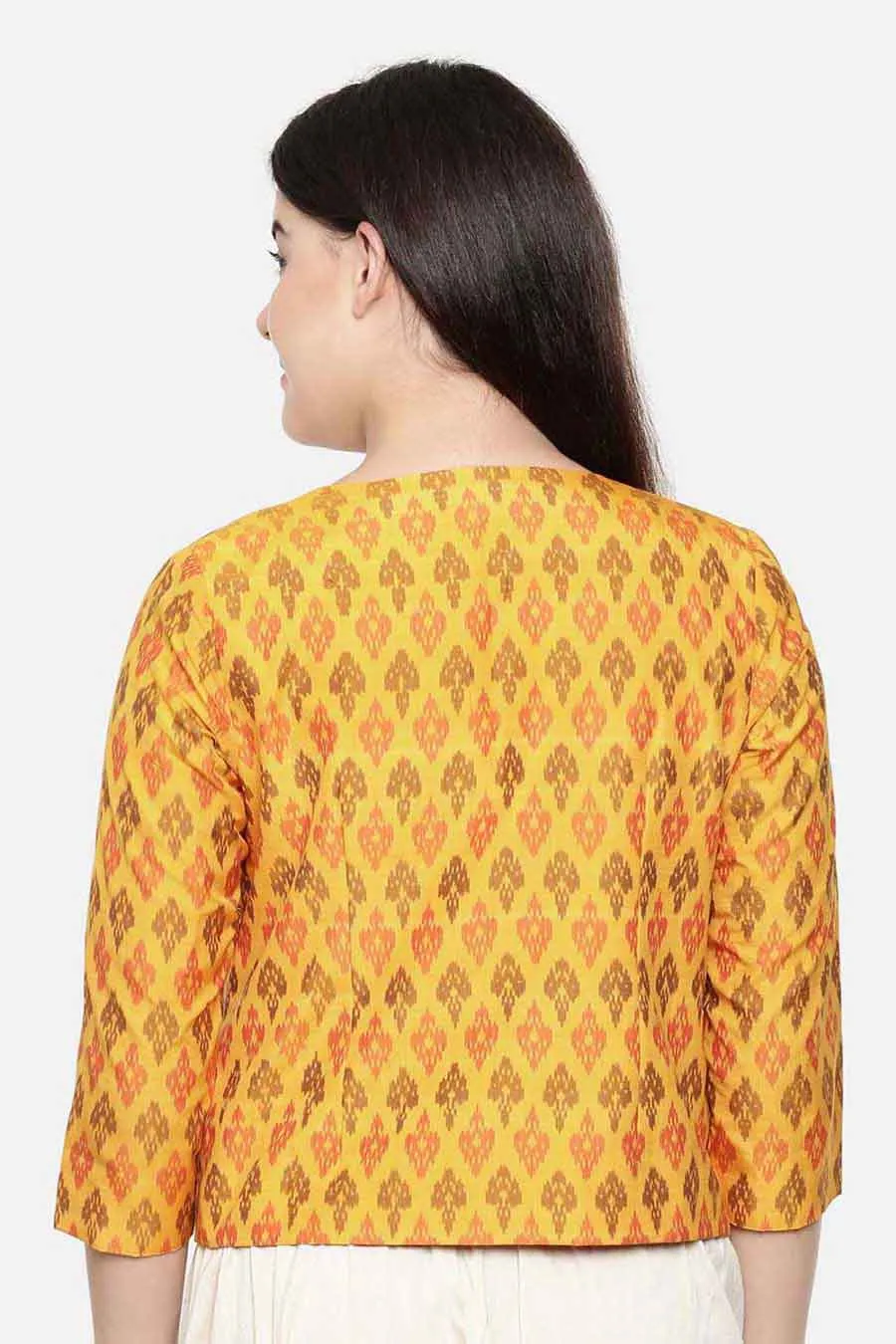 Yellow Silk Short Ikat Jacket